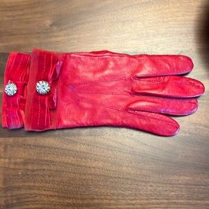 Red leather gloves